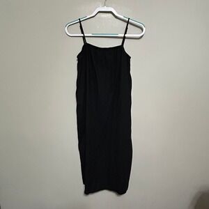 A New Day Women's Dress XS Black Linen Blend Midi Sleeveless Casual Summer‎ Fall